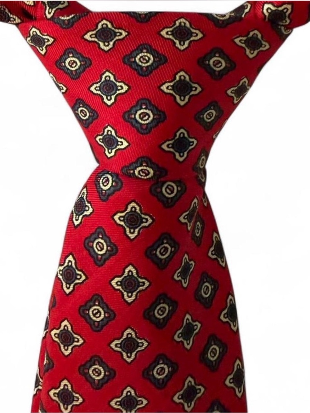 Men's Silk Tie Made in USA Vintage Preppy Formal Wedding Business Red Geometric